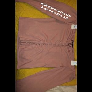 Nude pink crop top long sleeve